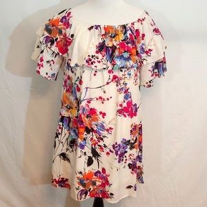 Boutique Floral Ruffle Off Shoulder Dress